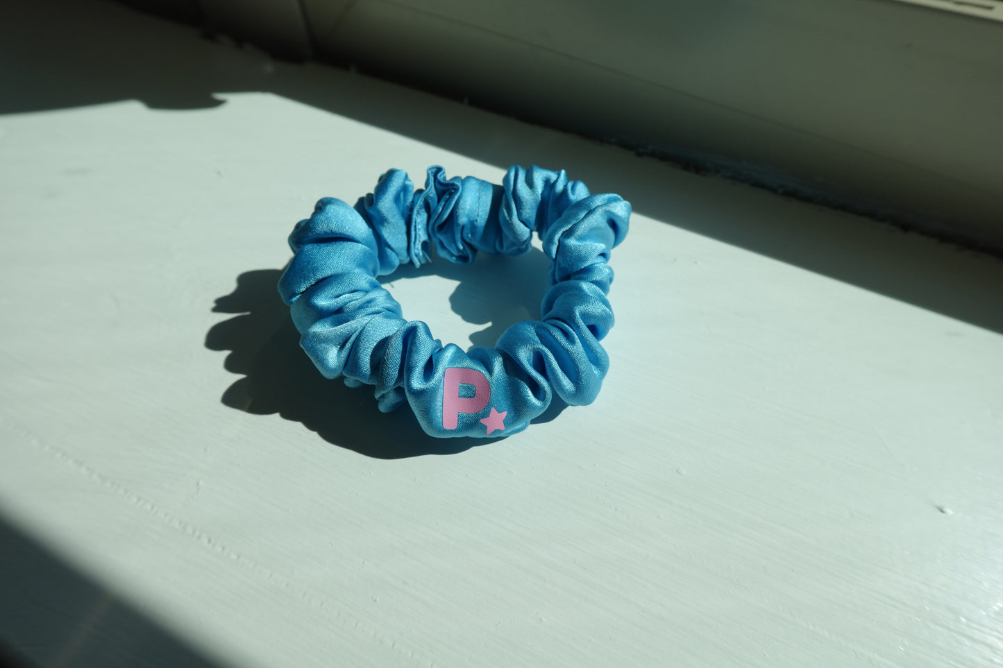 Blue Opal Stretch Silk Midi Scrunchie