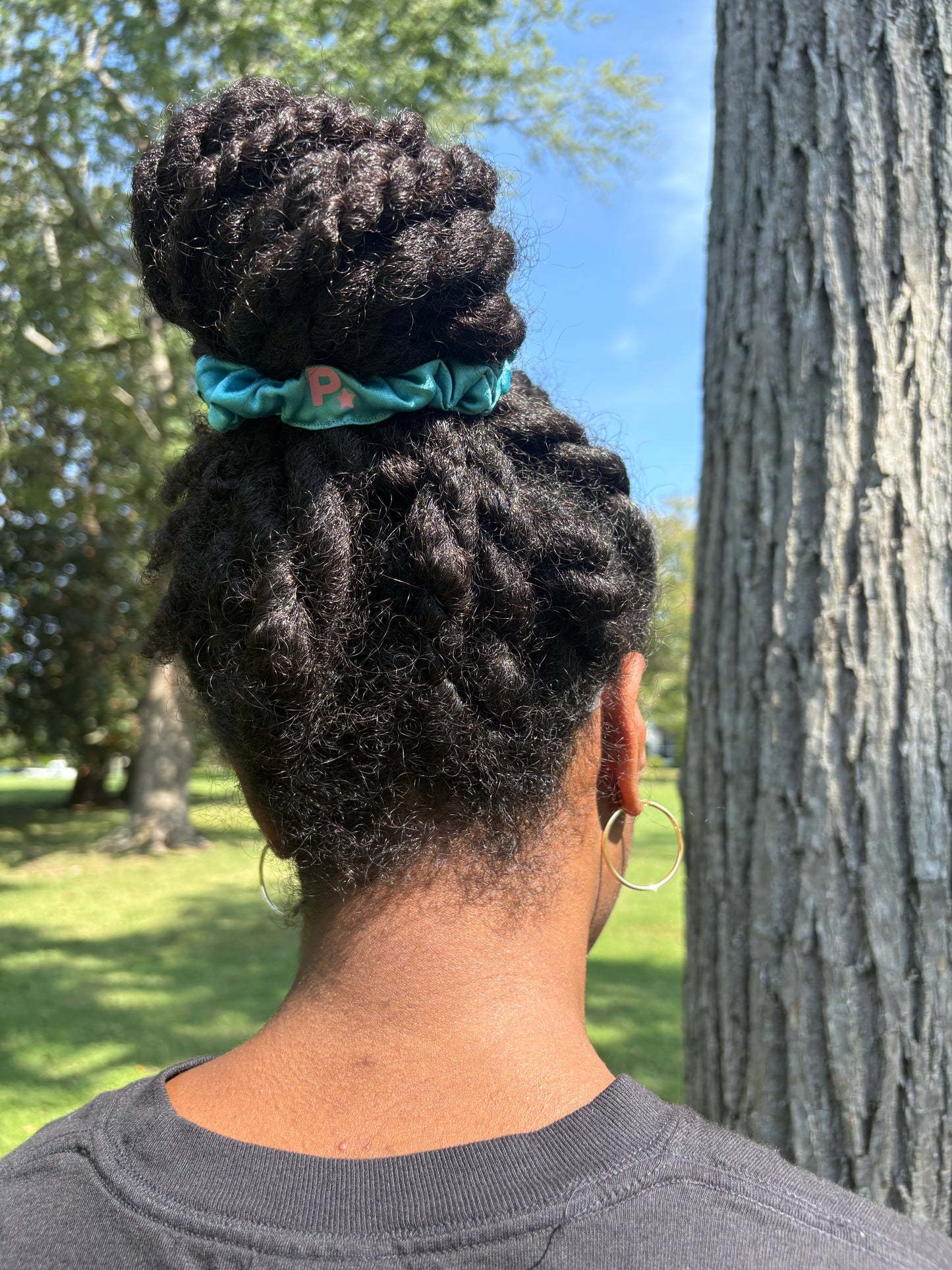 Blue Opal Stretch Silk Midi Scrunchie