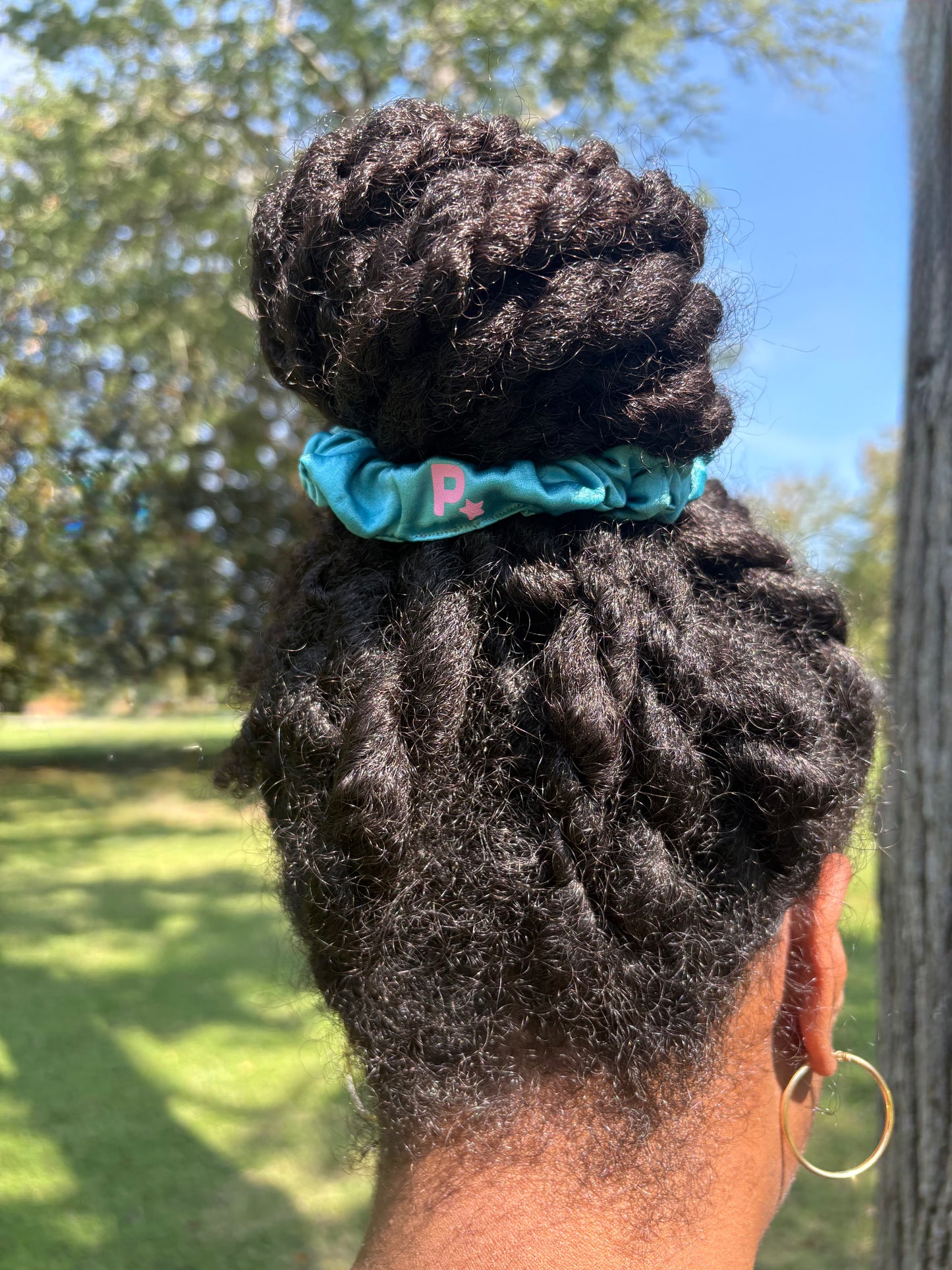 Blue Opal Stretch Silk Midi Scrunchie