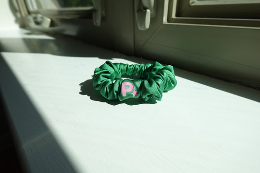 Emerald Green Stretch Silk Midi Scrunchie